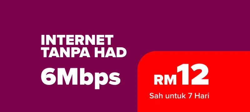 100GB (Unlimited Internet) | 3Mbps | RM12/week