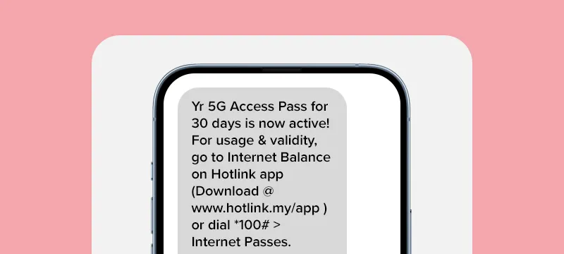 FREE 5G Trial Pass Hotlink Prepaid Step 3