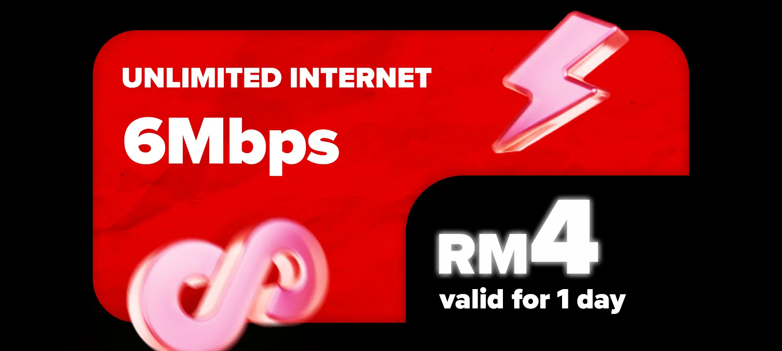 Unlimited Internet 6Mbps Speed — RM4 valid for 1 day