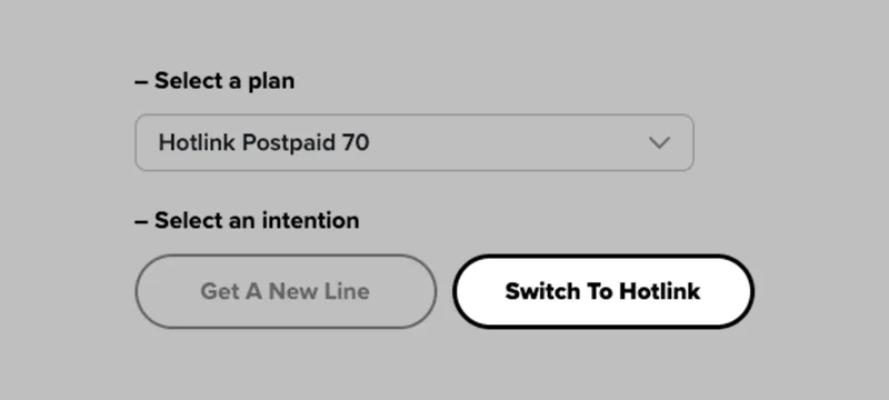 Step 1: Select your plan and choose “Switch to Hotlink”.