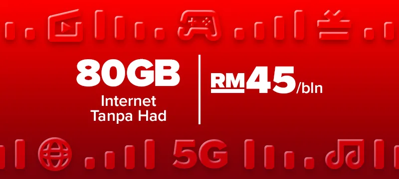 80GB (Internet Tanpa Had) | RM45/bln