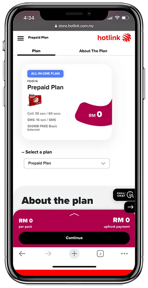 Hotlink Prepaid Plan Step 2