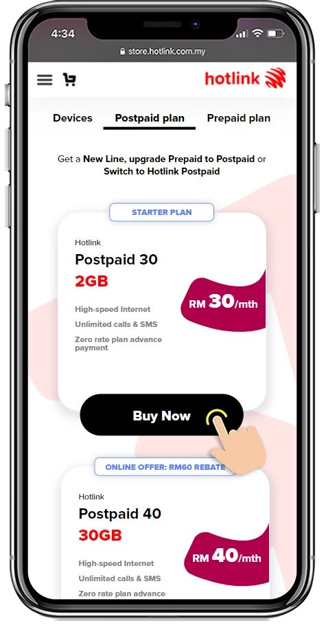 How To Switch To Hotlink Malaysia Postpaid Online Step 1
