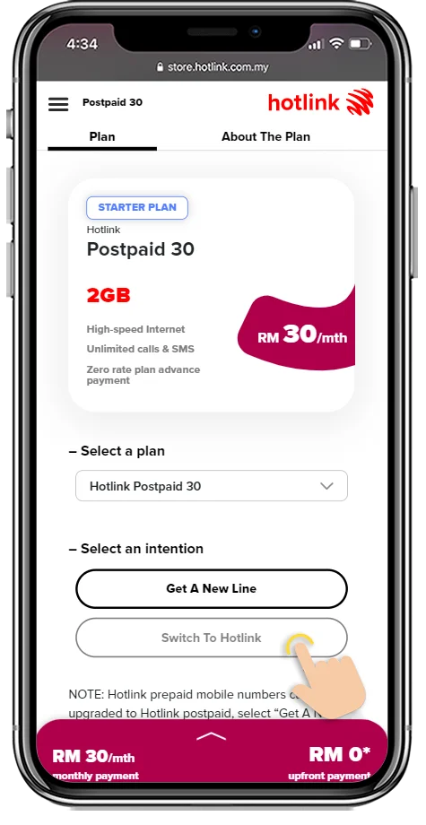How To Switch To Hotlink Malaysia Postpaid Online Step 2