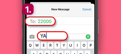 Step 1: SMS 'YES' to 22000.