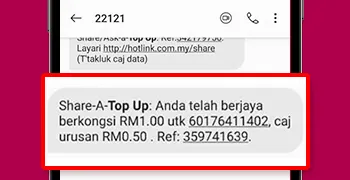 Hotlink Malaysia Share-A-Top-Up On Mobile App Step 4