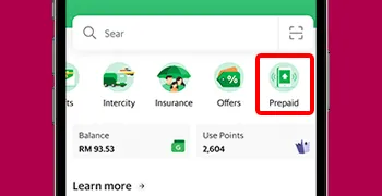 How To Top Up Hotlink Malaysia Credit Via Grab e-Wallet Step 1