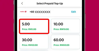 How To Top Up Hotlink Malaysia Credit Via Grab e-Wallet Step 4