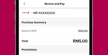 How To Top Up Hotlink Malaysia Credit Via Grab e-Wallet Step 5