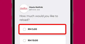 How To Top Up Hotlink Malaysia Credit Via MAE e-Wallet Step 4