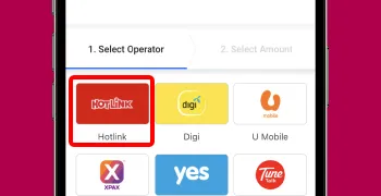 How To Top Up Hotlink Malaysia Credit Via Touch N Go e-Wallet Step 2