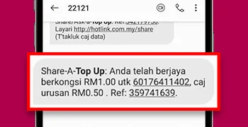 Hotlink Malaysia Share-A-Top-Up On Mobile App Step 4